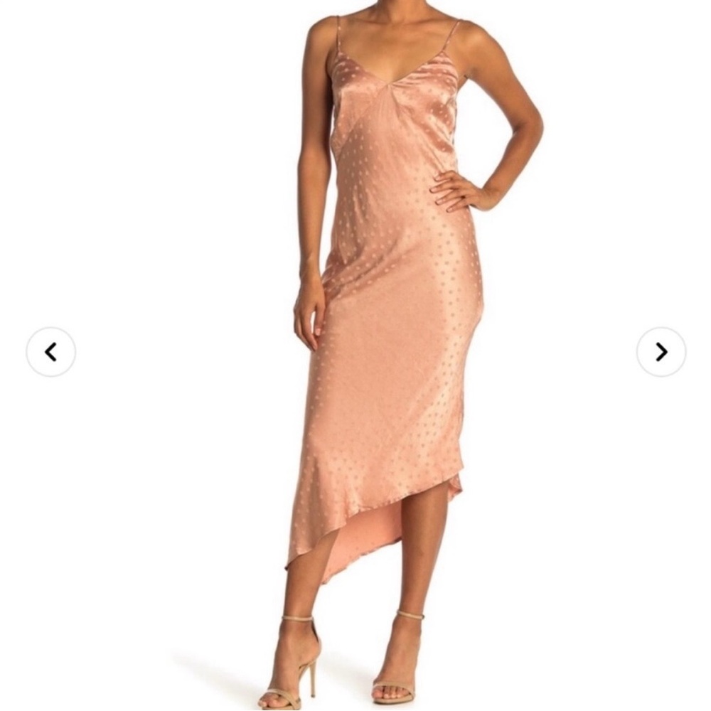 Love Stitch Asymmetrical Peach Dress